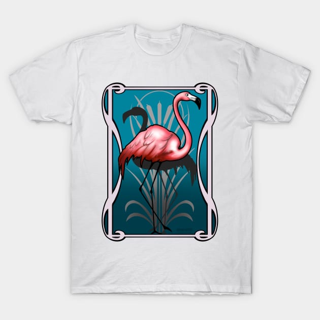 Flamingo Nouveau T-Shirt by MetroInk